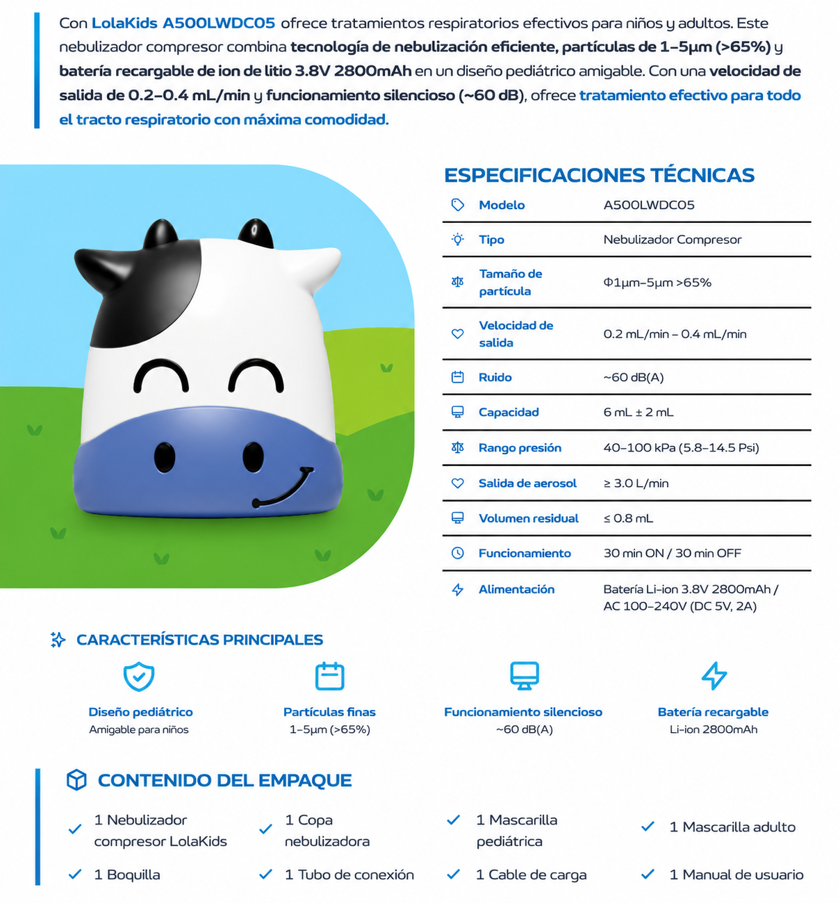 Nebulizador Pediátrico Lolakids Recargable
